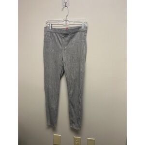 Spanx Jeanish Ankle Leggings Womens Medium Gray Snake Skin Print Stretch High